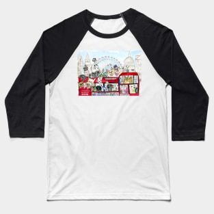 Cats and Dogs ride the London bus Baseball T-Shirt